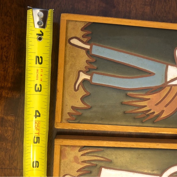 Handmade in Greece Framed Pottery tiles - girl / boy farmerunsigned, GUC - Picture 16 of 16